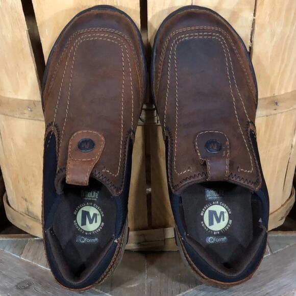 Merrell Opal Bison Brown Leather Vibram Slip-On Hiking Mocs Shoes Womens Size 7 - Picture 8 of 10